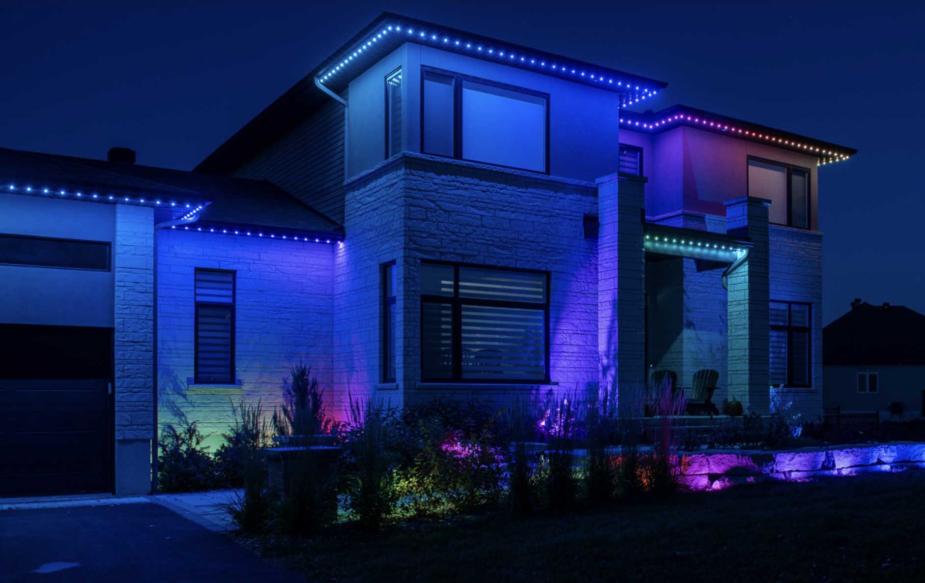 Luxury landscape lighting at night